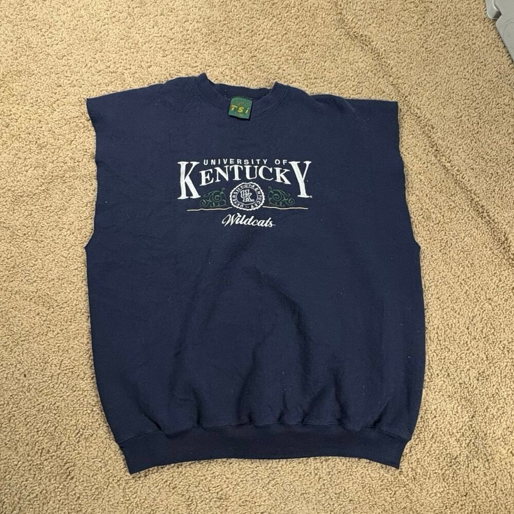 Vintage University of Kentucky Wildcats Sleeveless Sweatshirt Blue TSI Size XL
